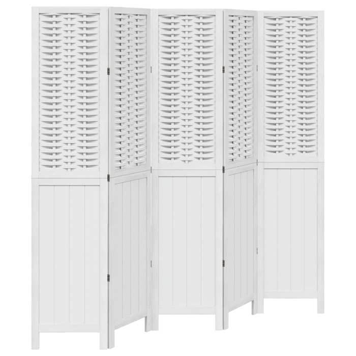 VidaXL Room Divider 5 Panels, Room Separator, Privacy Screen, Living Room Bedroom Screen, White Wood 358726