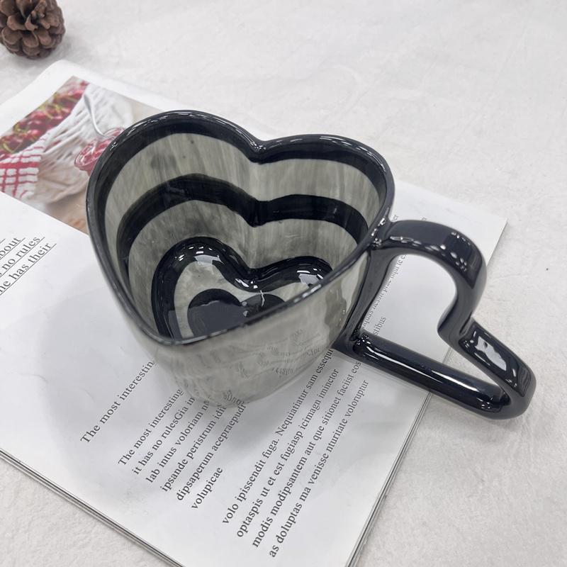 300ml 10oz Heart Shape Coffee Mug Creative Personality Unique Design Ceramic Cup with Heart Shape Handle Lovely Gift for Besties