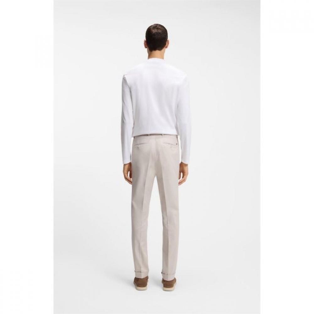 Boss Slim Fit Washable Stretch Cotton Pants Open Grey 50561572075 
