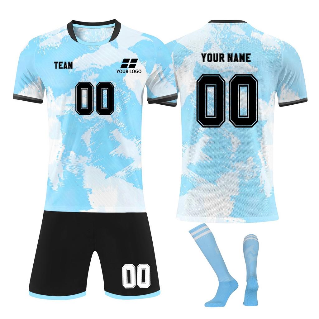 Personalisierte T-Shirts Set Herren Mädchen Mit Nummer Benutzerdefinierte Fußballtrikots Für Jungen Trainingsanzug