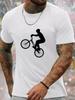 Unisex Light Grey Tee Bmx Biker Silhouette Sport Graphic Print Crew Neck Short Sleeve Summer Casual Male Cotton Street Daily Top