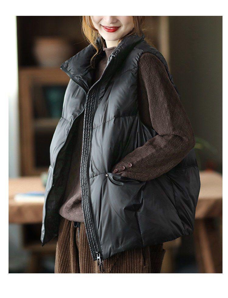 Women's Plus Size Down Cotton Vest - Short, Loose, Trendy Outerwear for Autumn/Winter 2023