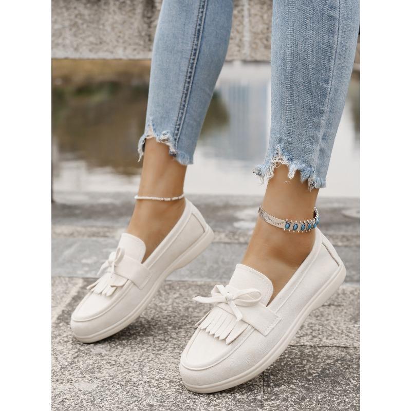 Women‘s Shoes Spring Large Size Slip-On Tassel Decoration Casual Single.