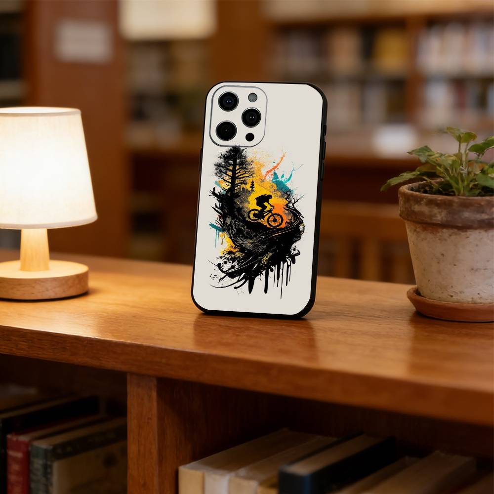cycling Phone Case For iPhone 17, 16,15,14,13,12,11 Plus,Pro Max, Others Soft Black Cover