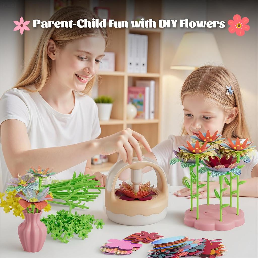 Fabric Flower Bouquet Craft Kit, DIY Arts & Crafts Toy for Kids, Creative Flower-Making Activity Set, Educational Preschool Toy, Perfect Birthday &