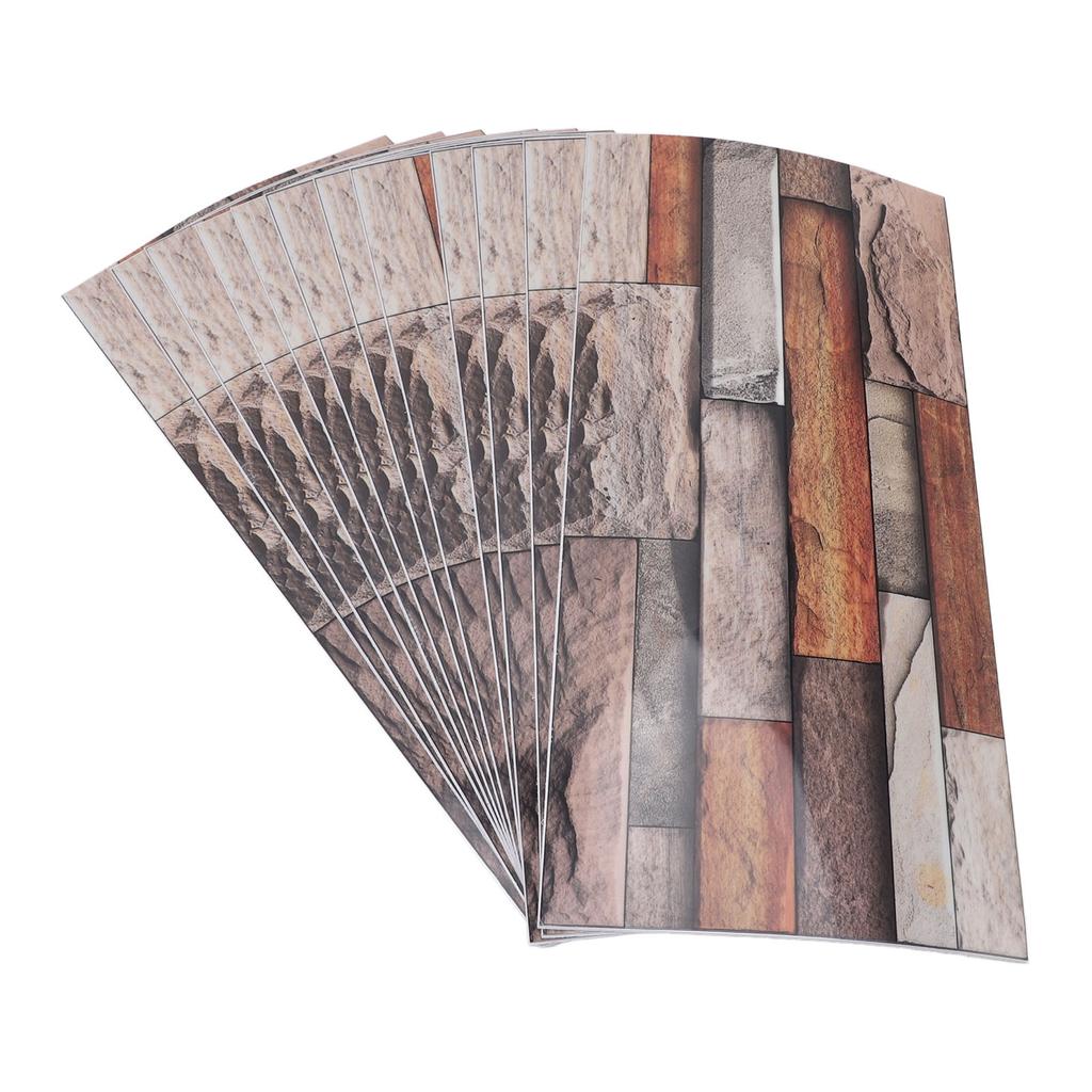 12pcs Tile Wall Sticker Thickened PVC Self Adhesive Waterproof Retro Brick Effect Wall Sticker for