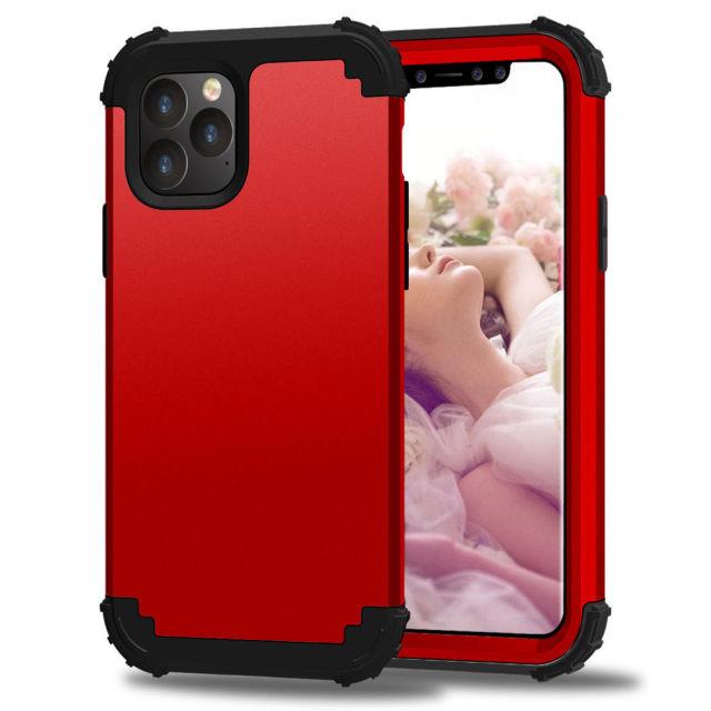 

Двухслойный гибридный защитный защитный чехол от падения с защитой от падения для Iphone 12 11 Pro XS MAX 12 Mini 6 7 8 Plus 6S XR, противоударный резиновый чехол для телефона 2 в 1 ПК For iPhone XS красный
