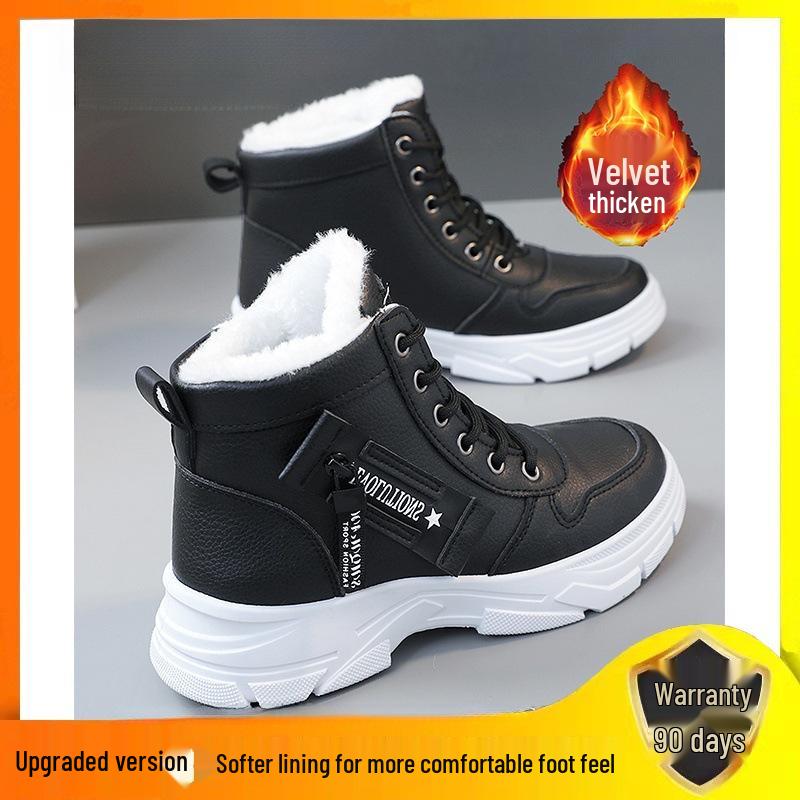 2025 Women's Winter Fleece-Lined Snow Boots - Thickened Ankle Martin Style, Warm & Sporty for Students
