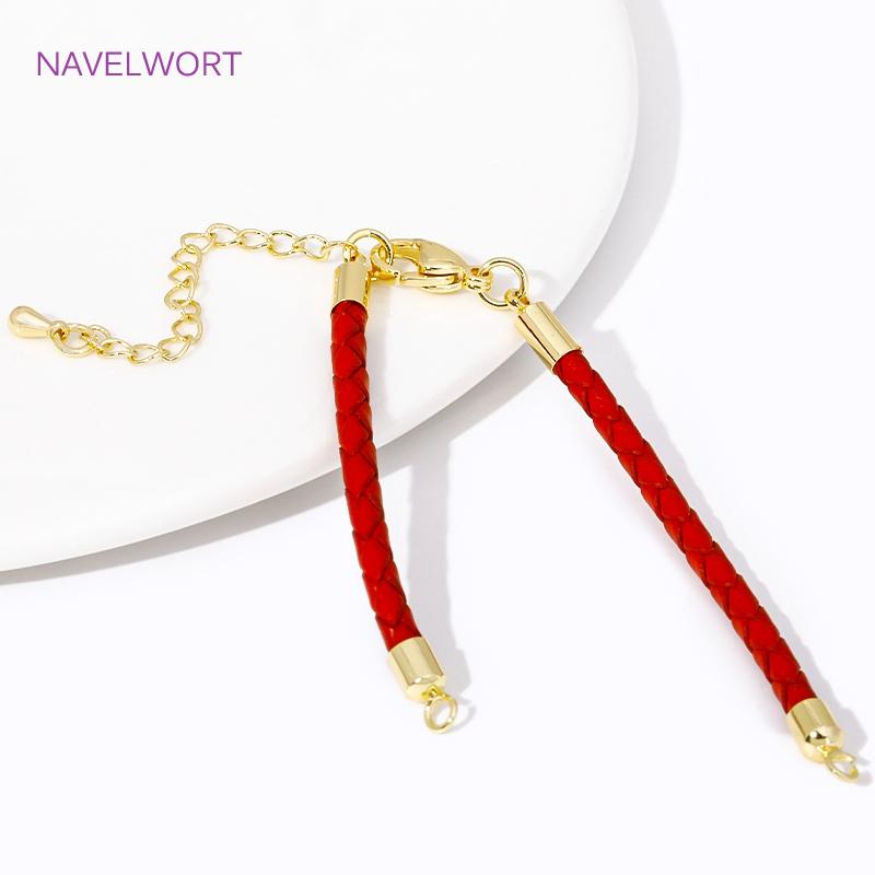 

2/4Pcs/Lot 18K Gold Plated Leather Rope Chain With Adjustable Lobster Clasps Extension Chain For DIY Jewelry Making Supplies 2 pieces