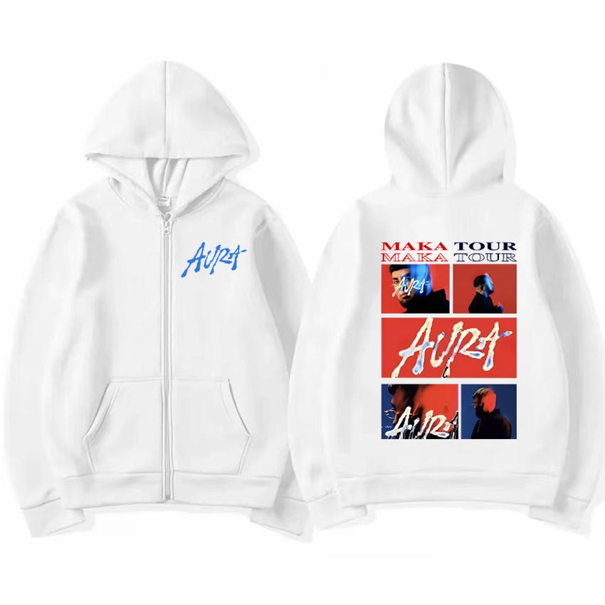 Rapper Maka Aura  Tour Merch Zipper Hoodie Coat Men Women Casual streetwear Oversized fashion Unisex Fleece Zip-up Jacket