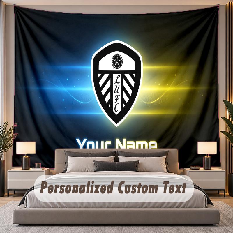 Custom Name Text Tapestry Leeds United Personalized Polyester Wall Tapestry For Bedroom And Room