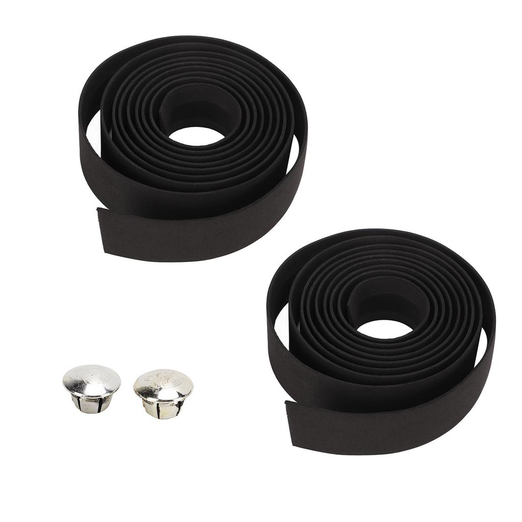 Road Bicycle Handlebar Wrap Tape with Silver Handle Plug EVA PU Antislip Shock Absorption for Mountain Bike Cycling