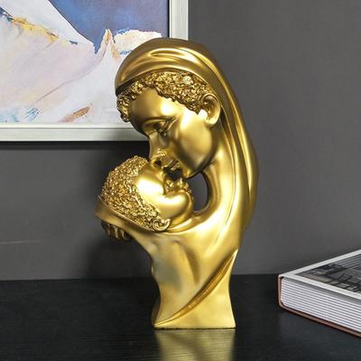 Mother Kid Kiss Statue Resin Abstract Art Sculpture Home Decor Desktop Family Love Figurine Gift for Mom from Son Daughter