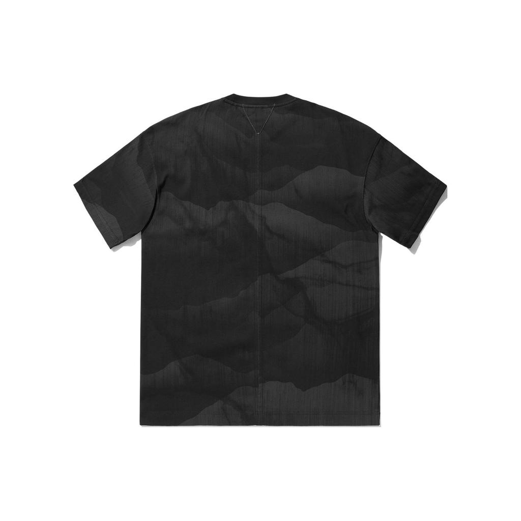 Li Ning X Jackie Chan Kollaboration Kung Fu Serie Allover-Print Locker Bequemes Kurzarm-T-Shirt Herren Tops Schwarz AHSU185-1