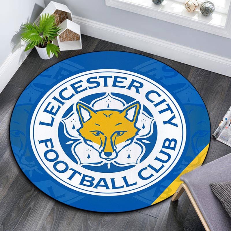 Tappeto Rotondo Stampato Leicester City, Tappeto Circolare Antiscivolo Lavabile per Soggiorno Camera da Letto Sala Giochi, Decorazione per Fan Sportivi, Regalo di Compleanno Festivo