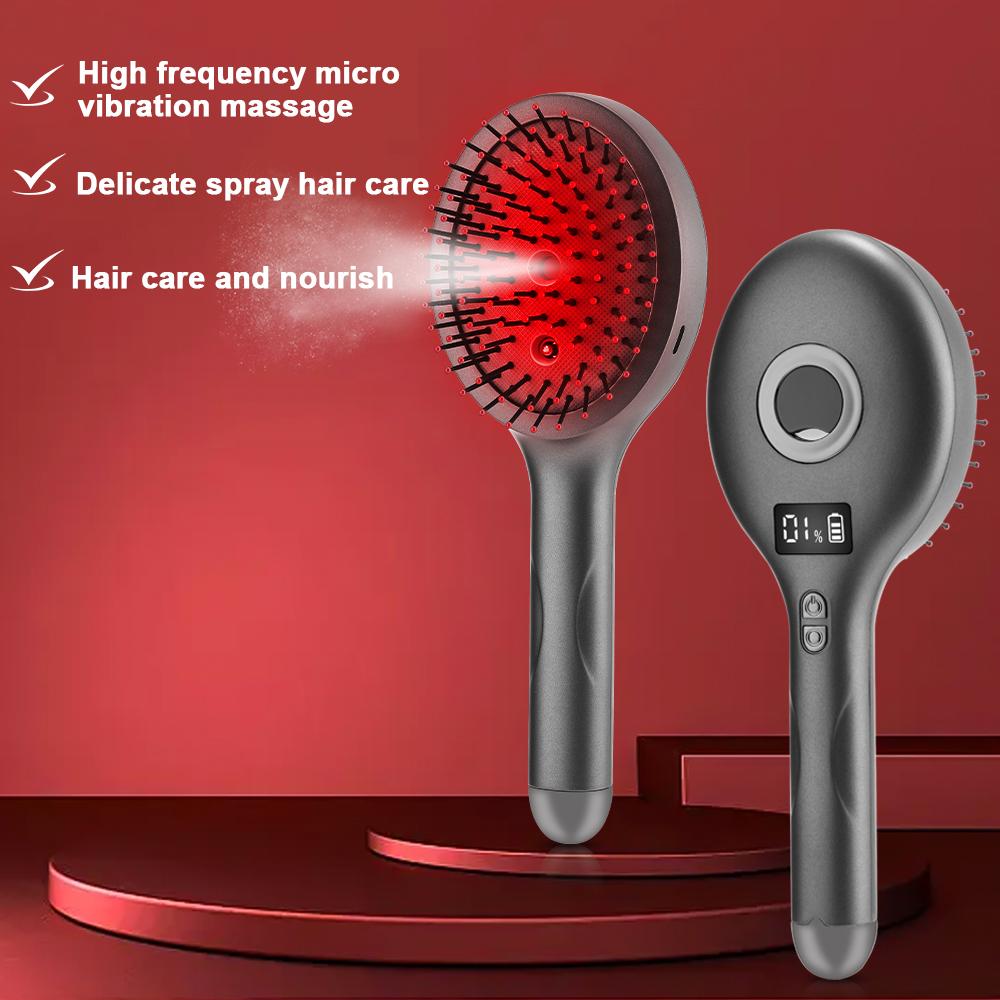 Electric Spray Massage Comb Red Light Therapy Scalp Massager Brush Anti Hair Loss Liquid Oil Applicator Hair Follicle Comb