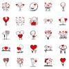 New 50 Red Love Lines Little Man Stickers Cute Healing DIY Hand Account Computer Notebook Stickers