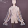 Two Colors Sheer Tulle Long Sleeve Cape Shrug, Elastic Ruffle Cuff Mesh Cover Up for Strapless Satin Wedding Dress Bridal Evening Party Photoshoot