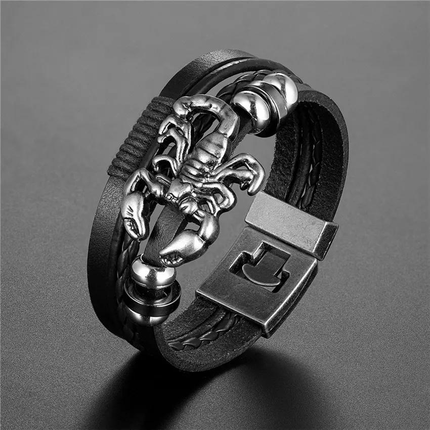 Jewelry Men's Buckle Leather Bracelet Scorpion Bracelet Men's All-match Bracelet