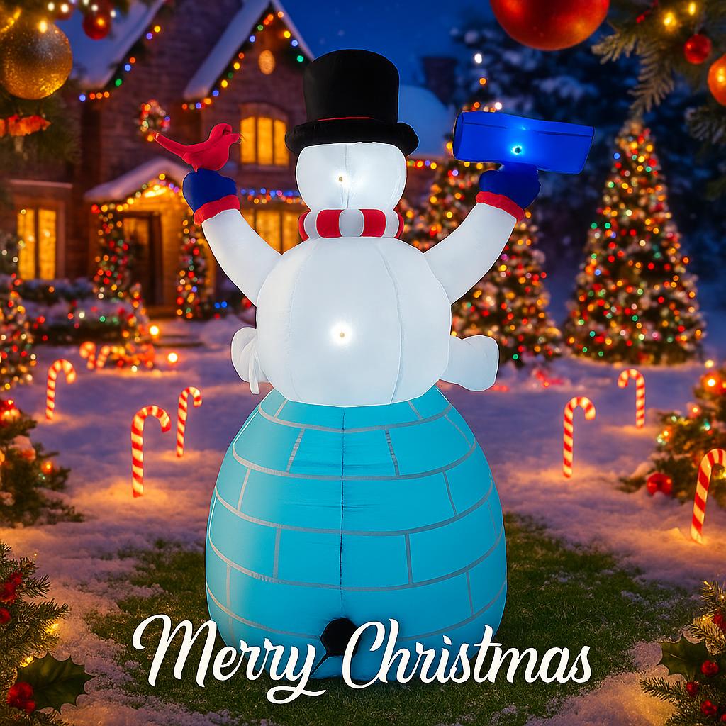 5.9FT Giant LED Light Inflatable Xmas Snowman Penguin Igloo Toy Yard Decor Home Decoration Ornament Gift Supplies Holiday Gifts