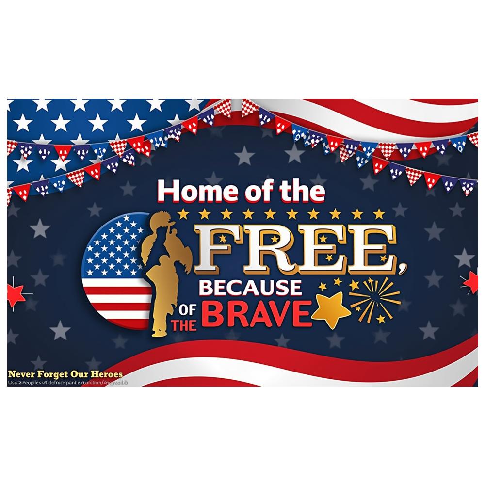 American Flag Design Celebration Banner Decorative Stars Patriotic Banner Silhouette Soldier Lightweight Fabric