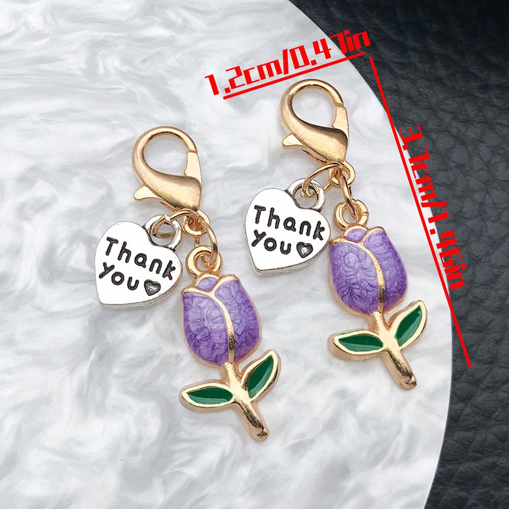 Elegant Six-Color Tulip Heart Pendant with Lobster Clasp - Chic Bag Accessory
