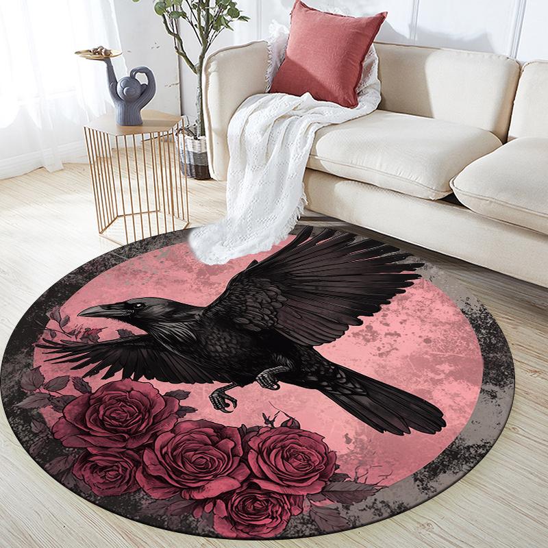 

Raven pattern round rug,Carpet Rug for Living Room Bedroom Sofa Playroom Decor,Non-slip Floor Mat,Holiday Gifts and Birthday Gifts 80cmx80cm