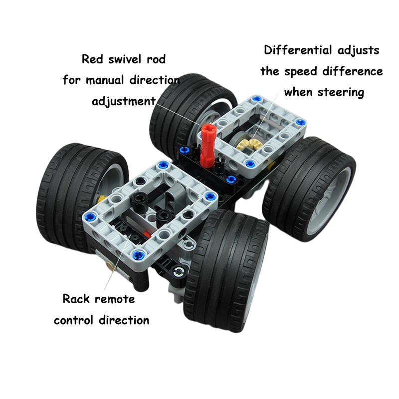 MOC Basic Car Chassis for Sports Car Modification Support Redesign Motors Shock Absorbing Steering Suspension Building Blocks