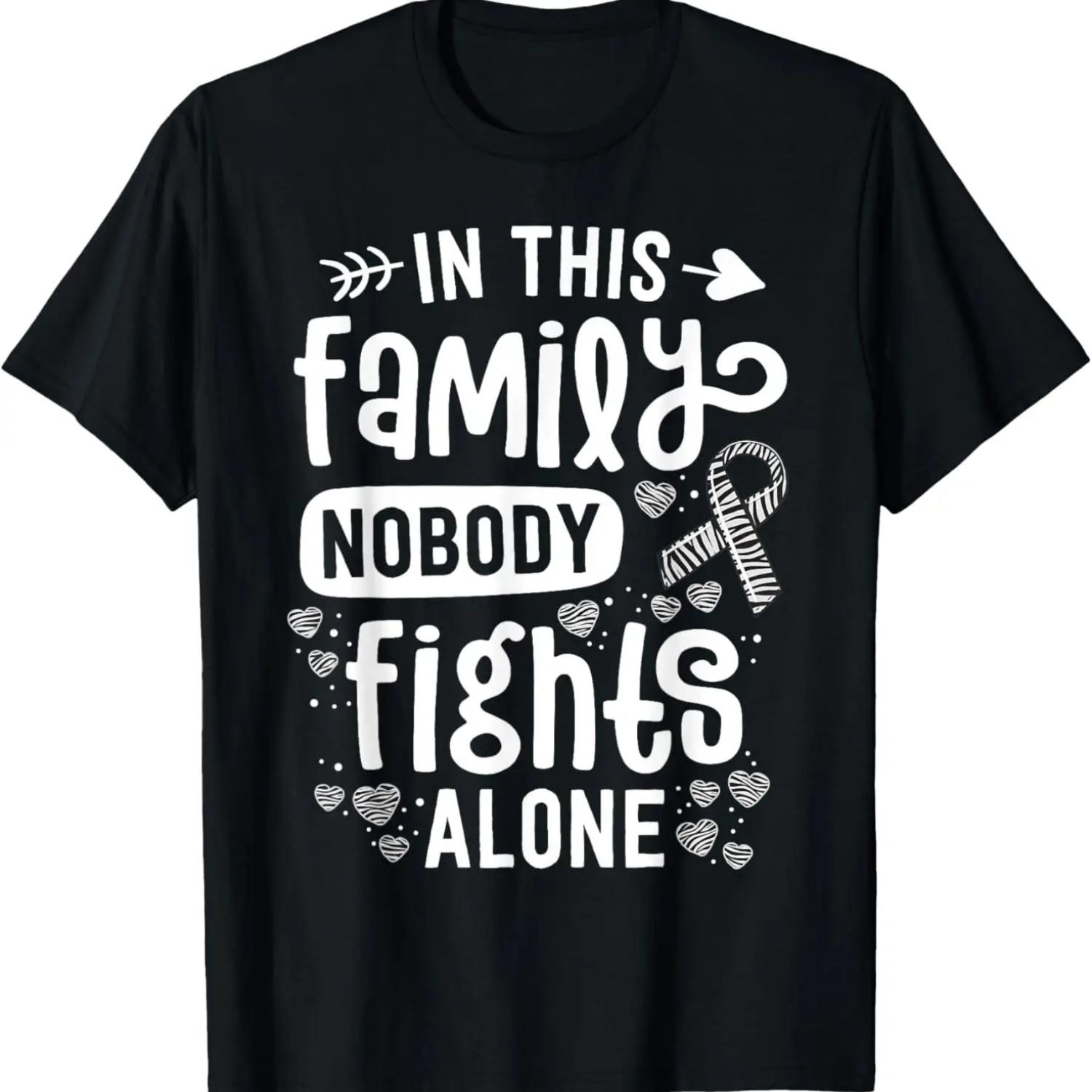 In This Family Nobody Fights Alone Rare Disease Awareness T-Shirt S