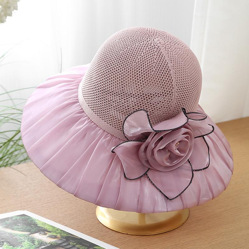 New bucket hat women's summer flower visor UV protection beach hat big brim fashion hat foldable mother