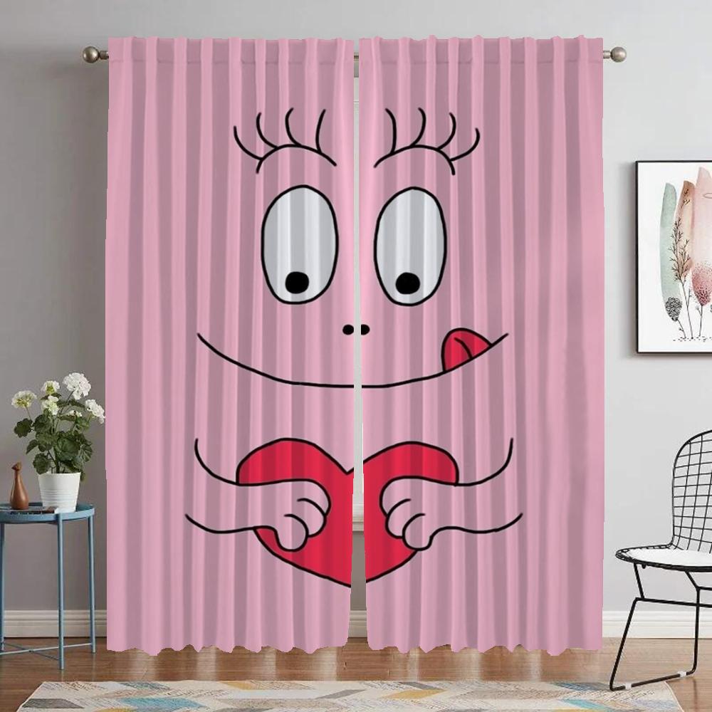 Les Barbapapa Home Interior Curtains 2 Pieces Tulle for Bedroom Halloween Decoration Modern Living Room Curtains Shades Curtain