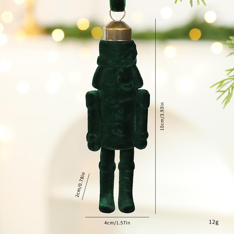 Walnut Soldier Decoration Pendant Flocked Material Christmas Decor Festive Flocking Nutcracker Hanging Ornaments Christmas