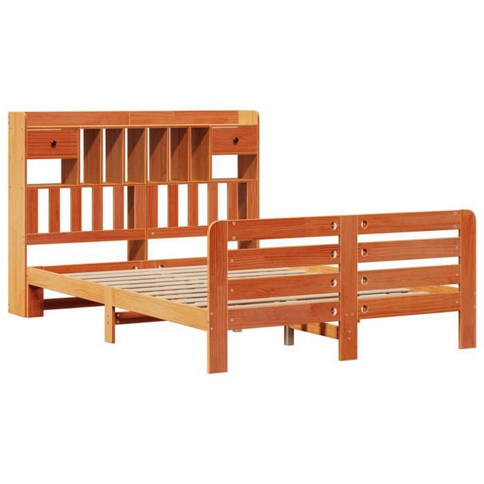 VidaXL Lit bibliothèque sans matelas cire marron 140x200 cm pin massif 3309964