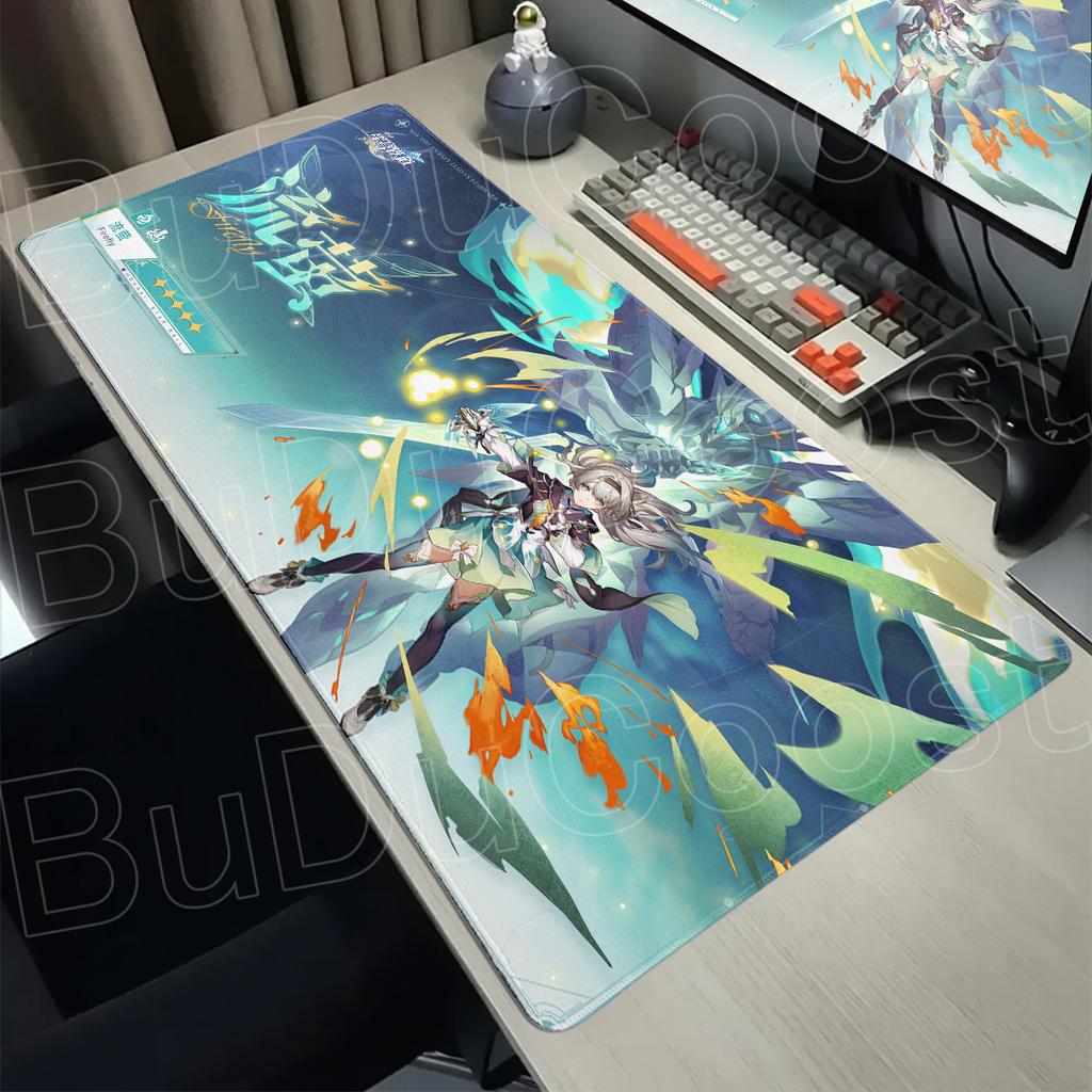 Gaming Honkai Star Rail New Desk Pad XXL Anti-slip Rubber Keyboard Cabinet Mausepad 400x900mm Firefly Computer Office Mouse Mat