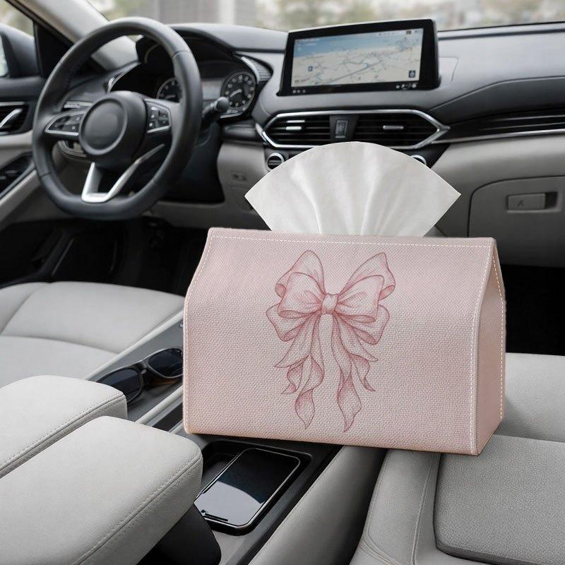 2D Flat 1pc Minimalist Decorative Illustration Tissue Box Multifunctional, Ribbon Bow Line Suitable for Home, Parties, And Car Decoration. This Decora
