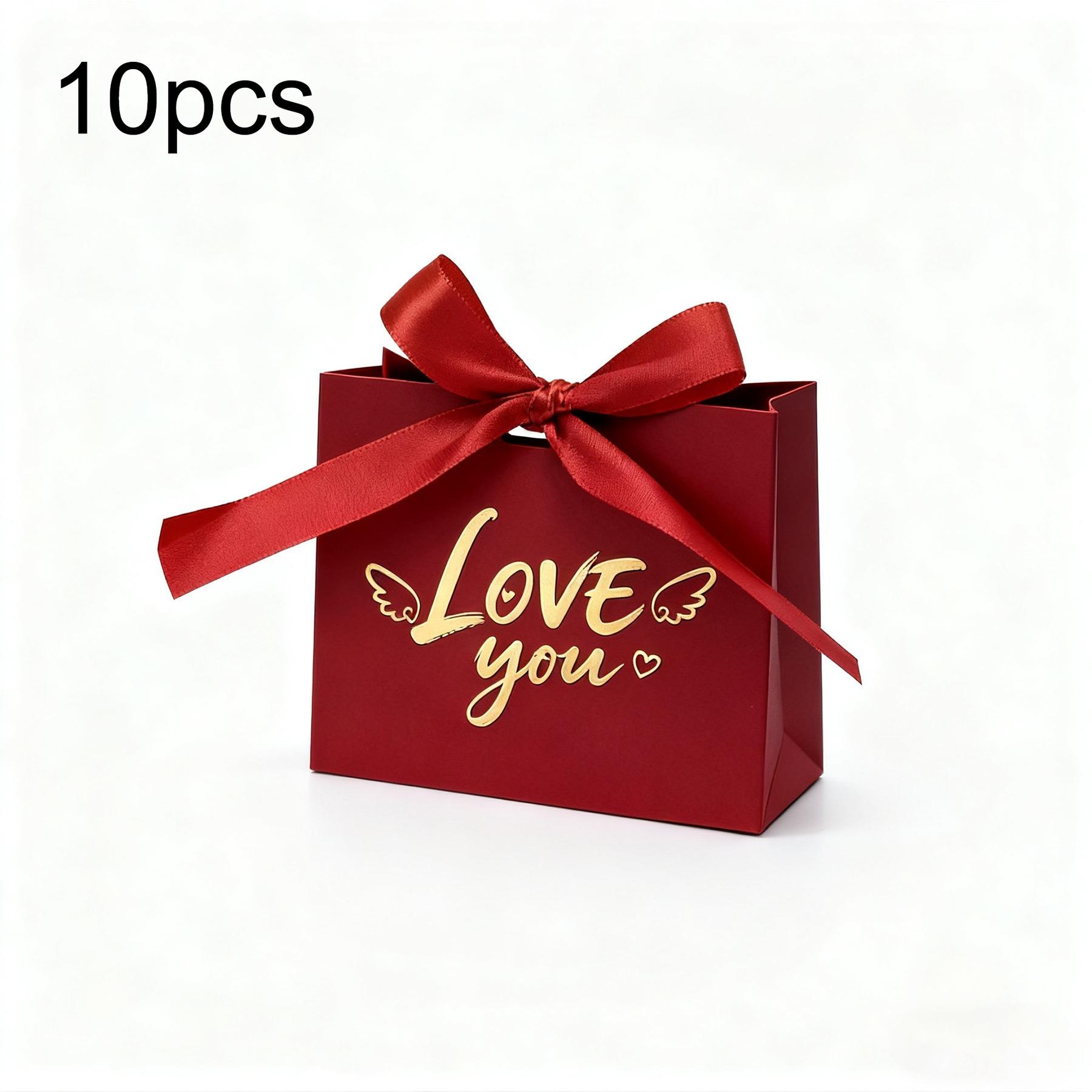 

10/20pcs Love Wings Golden Foil Gift Box with Ribbon | Suitable for Wedding Favors,Valentine S Day Chocolates, Preserved Flowers
