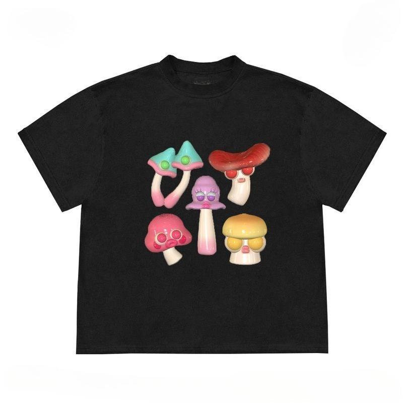 

Mushroom Graphic Unisex Cotton T-shirt Tee Casuai Short Sleeve Crewneck Top Fashion Streetwear Graphic T Shirts Kpop Y2k Top 4XL