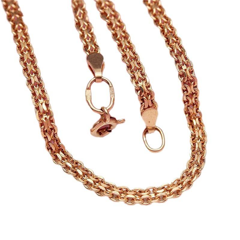 Exquisite Russian Purple Gold Lace Necklace, Simple Light Luxury Temperament Rose Gold-Plated Double-Layer Cross Chain Jewelry For Women
