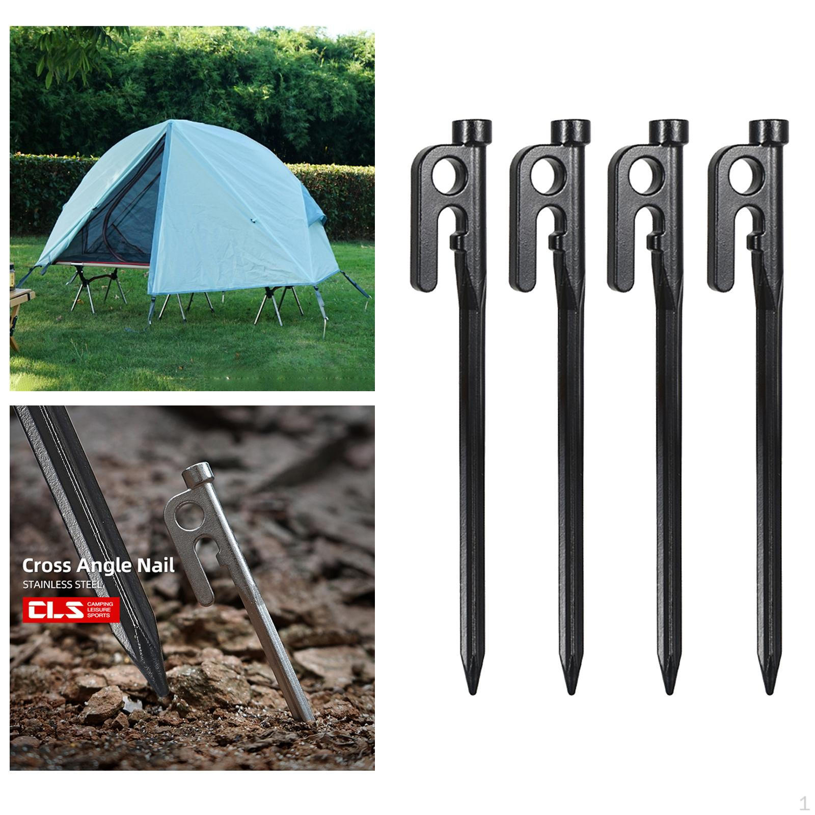 

201 Stainless Steel Tent Stakes 4pcs Heavy Duty And Durable Pegs Hook for Campings Outdoor 20cm black