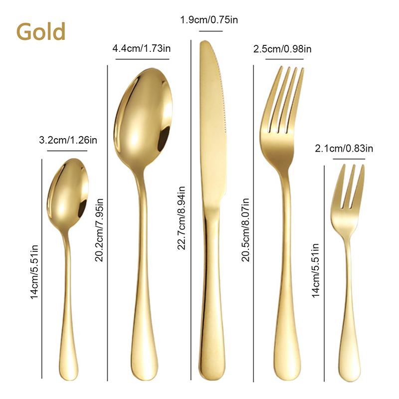 6/30pcs Golden Stainless Steel Tableware Knife, Fork and Spoon Hotel Thickened Western Tableware Steak Knife, Fork and Spoon Set