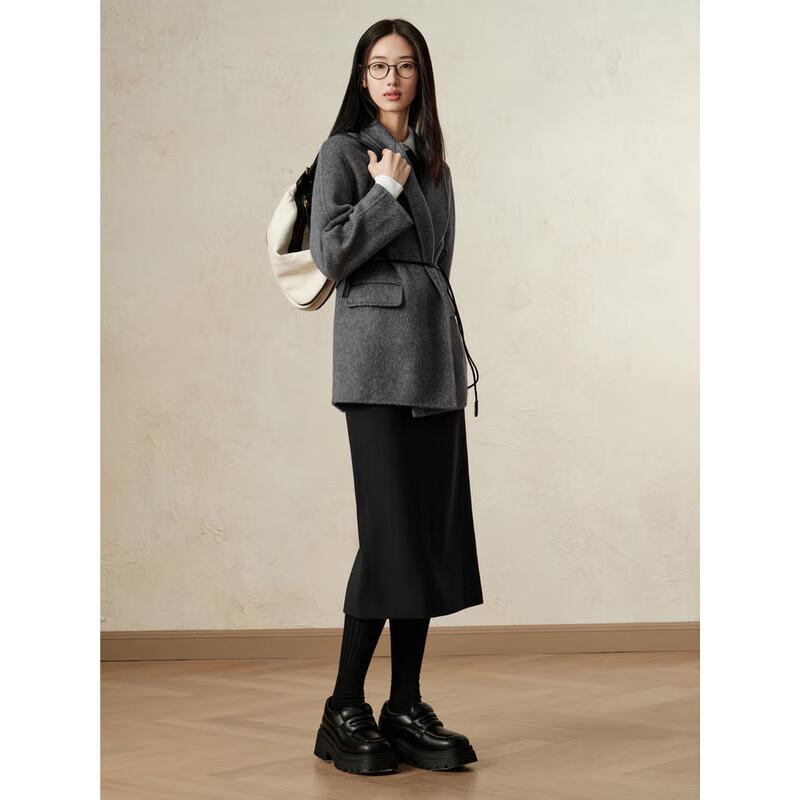 JUZI ANNACAU Women's Double-Sided Wool Blend Mid-Length Coat