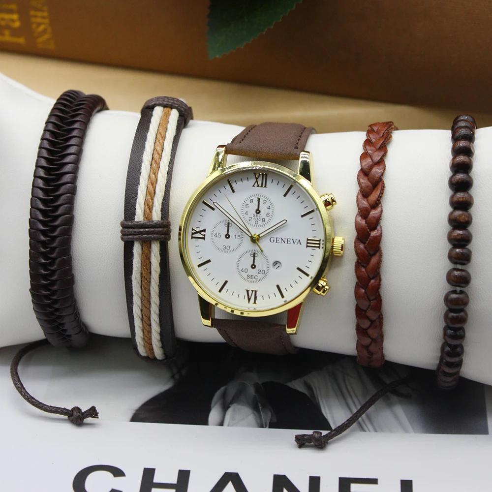 5pcs High Quality Fashion Waterproof Dial Minute Scale Box Included Luxury Business for Sports Running Outdoor Office Worker