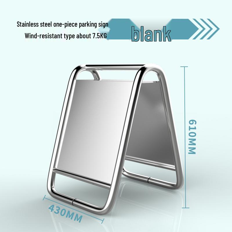 Stainless Steel No Parking, Caution Slippery, A-Frame Folding Sign