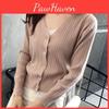 Loose Winter Short Autumn Outer V Neck Long Sleeve Solid Color Single Breasted Knitted Cardigan