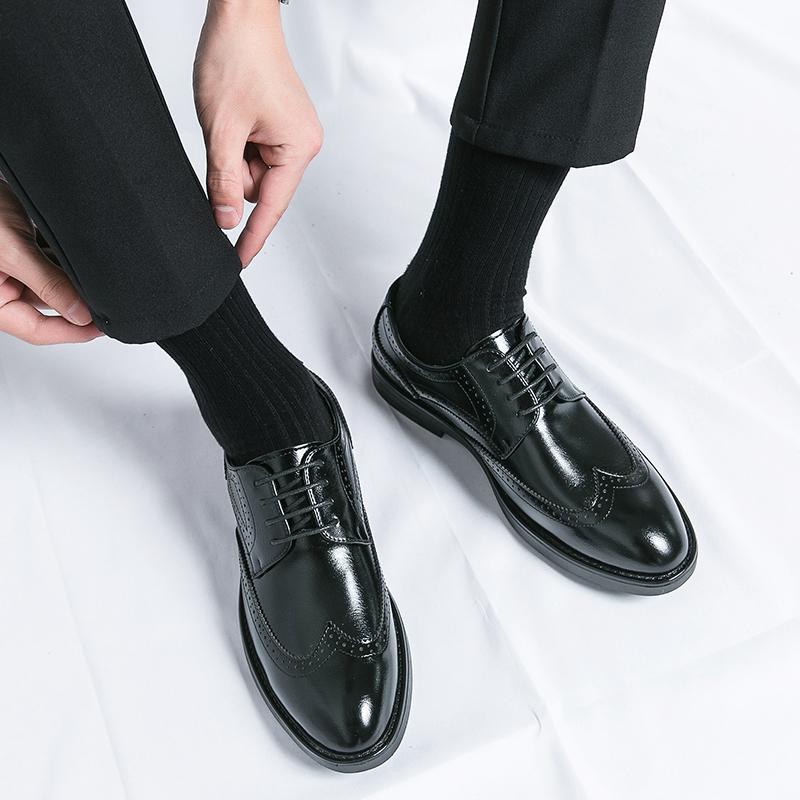 Mens Dress shoes brogue Designer Bullock Leather Fashion Wedding Italy Office Party Luxury Brand Shoes Men Loafers Male Shoes