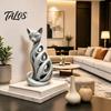 Birthday Presents for Friends 3D Printed Spiral Cat Figurine, Hollow Modern Abstract Sculpture Decorative Figurines Living Room Desk Shelf, Minimalist