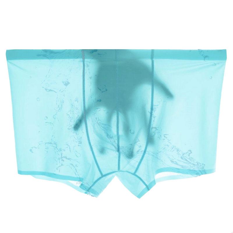 Men's Underwear Ice Silk Flat Angle Pants Transparent Sexy Low Waist Ice Silk Ultra-thin Men's Underwear