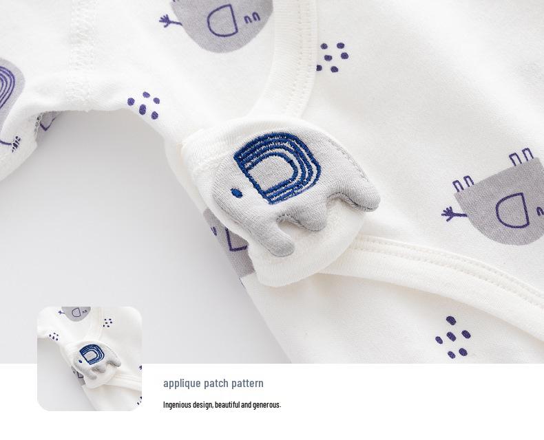 Newborn Boneless Pure Cotton Velcro Half-Back Pajamas - Spring/Autumn Style Baby Top