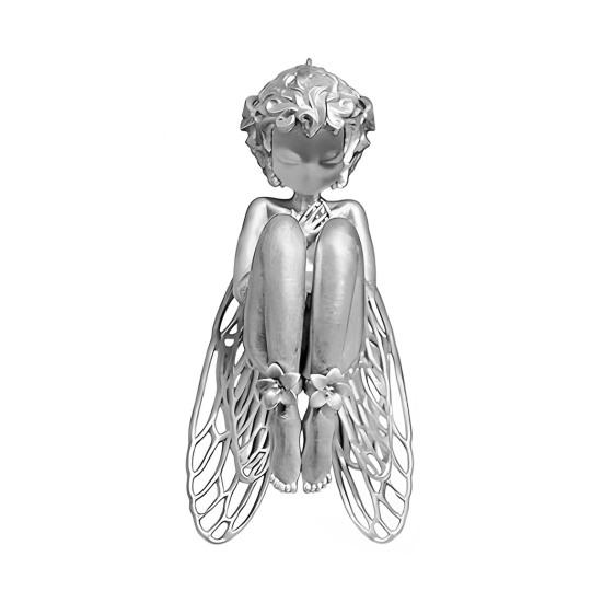Engel Anhänger Halskette Ruhiges geflügeltes Design mit floralen Verzierungen Gotischer Fantasy Schmuck für den Alltag