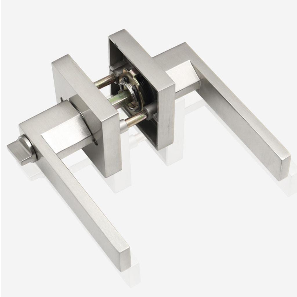 Contemporary Square/Round Privacy Lever Door Handle Easy to Open Locking Lever for Bedroom or Bathroom Heavy Duty